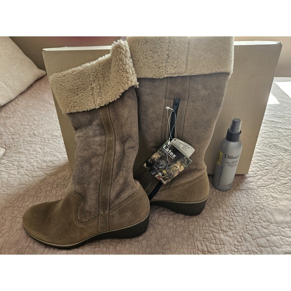 Ecco Shoes - NWB ECCO Women's Shiver Wedge Boots, High Cut Zip, Navajo Brown, Sz. 9-9.5